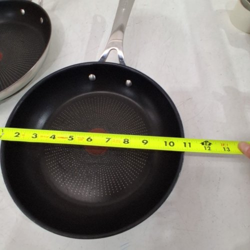 2PK JAMIE OLIVER TEFAL STAINLESS STEEL FRYING PANS - 7.8" AND 9.4" - BLACK image 6