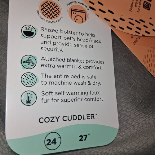 BEST FRIENDS BY CHERI COZY CUDDLER HOODOED BLANKET BED FOR PETS -24X24''- GREY image 7