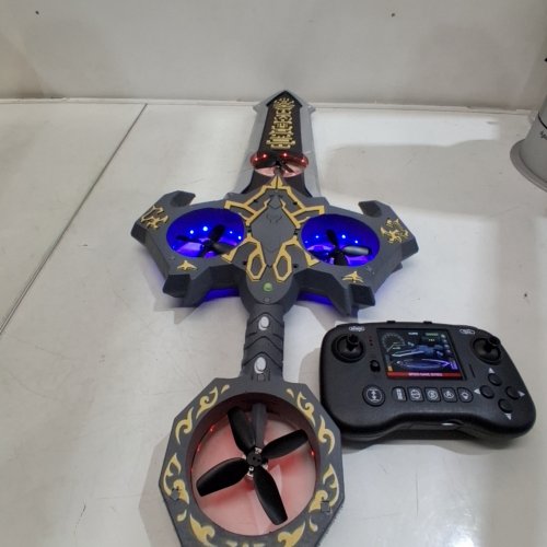 VIKYE REMOTE CONTROL FLYING SWORD DRONE, 3-SPEED, 360° STUNT FLIP - DARK GREY/GOLD image 3