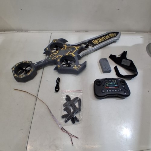 VIKYE REMOTE CONTROL FLYING SWORD DRONE, 3-SPEED, 360° STUNT FLIP - DARK GREY/GOLD image 7
