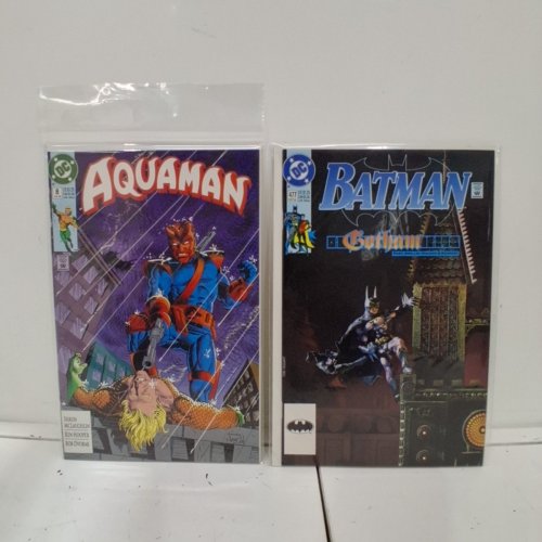 4 ASSTD DC COMIC BOOKS - THE NEW TITANS #86, OUTLAWS #7, AQUAMAN #8, BATMAN #477 - VARIOUS AUTHORS image 3