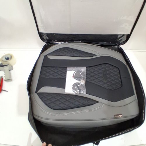 2PK COVERADO UNIVERSAL FIT FRONT CAR SEAT COVERS - BLACK/GREY (MODEL: B8839) image 4