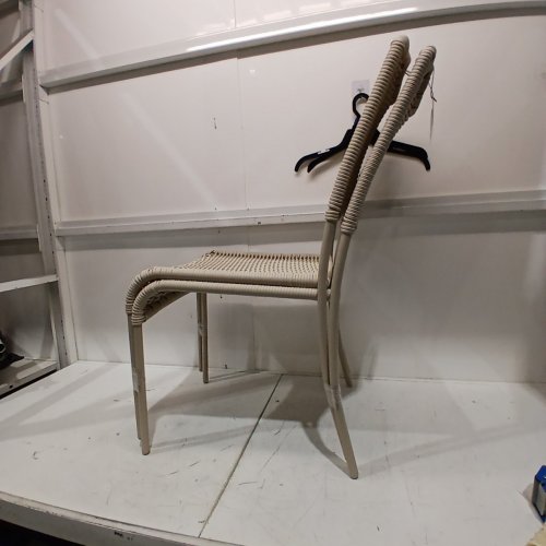 2PK THRESHOLD STACKING WICKER OUTDOOR PATIO CHAIRS - 35" X 18"X 25" - BEIGE image 3