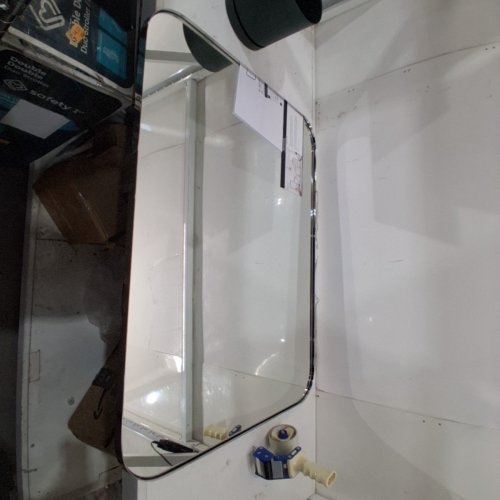 RECTANGULAR WALL MIRROR WITH ROUNDED CORNERS - 40" X 30" - CHROME (ITEM: GC-0Y142) image 6