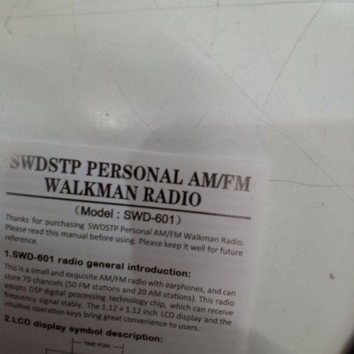 SWDSTP PORTABLE AM/FM RADIO - BLACK (MODEL: SWD-601) image 3