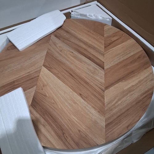 TRIBESIGNS WOODEN 2-TIER ROUND CENTRAL COFFEE COCKTAIL TABLE - 31.69" X 17.32" - WOODEN GRAIN/BLACK (MODEL: HOGA-NY036) image 2