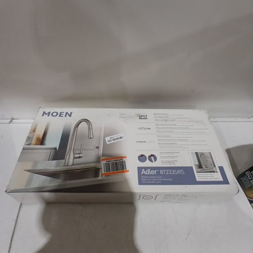 MOEN ADLER ONE-HANDLE HIGH ARC PULLDOWN KITCHEN FAUCET WITH POWER CLEAN AND OPTIONAL DECK PLATE - SPOT RESIST STAINLESS (MODEL: 87233SRS) image 5