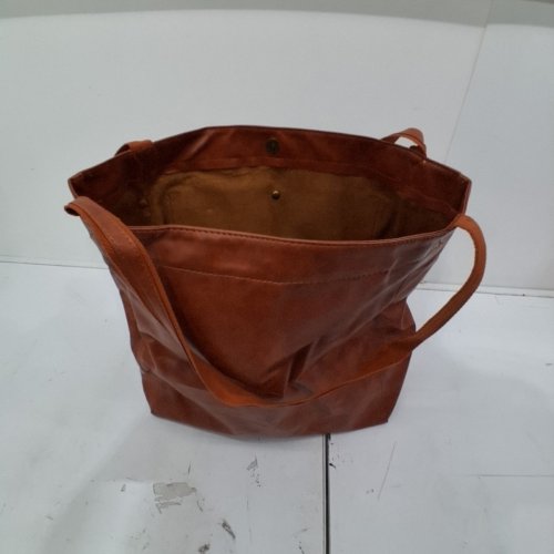 WOMENS LEATHER TOTE BAG STYLE LARGE PURSE WITH MAGNETIC CLASP - BROWN image 4