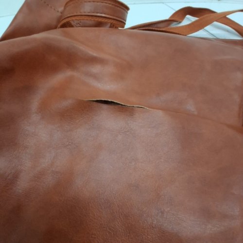 WOMENS LEATHER TOTE BAG STYLE LARGE PURSE WITH MAGNETIC CLASP - BROWN image 5