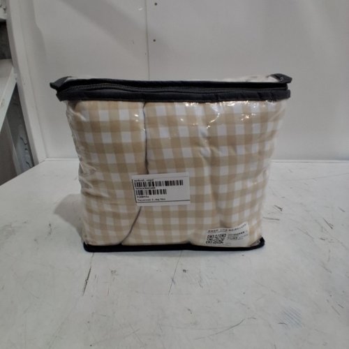3PC NAYOROOM BOHO PLAID BEDDING SET - KING - BEIGE / WHITE image 2