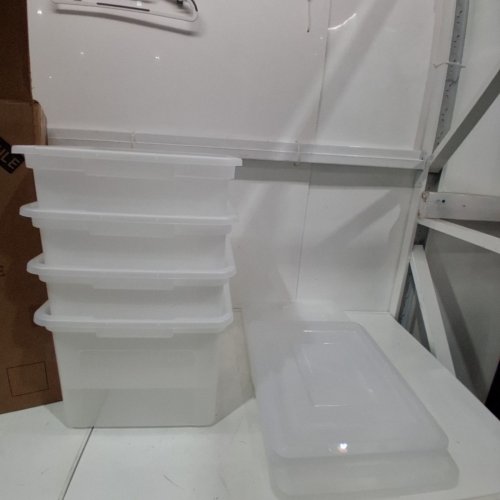 4PK IRIS USA PLASTIC STORAGE BIN TOTE - 33L - CLEAR (MODEL: FB-21E/FB-21EE) image 2