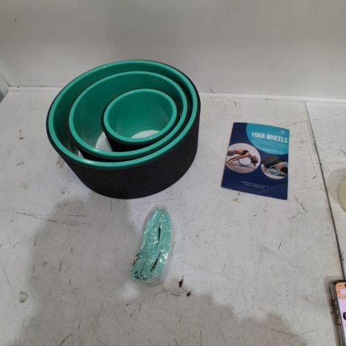 4PC FLORENSI YOGA WHEEL SET WITH RESISTANCE BAND - TEAL/BLACK image 2