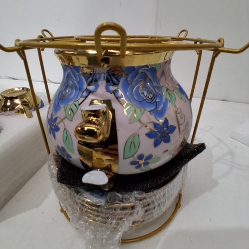 VINTAGE TEA SET WITH CARRYING TRAY - SERVERS 6 PEOPLE - BLUE/GOLD (MODEL:MA047) image 4