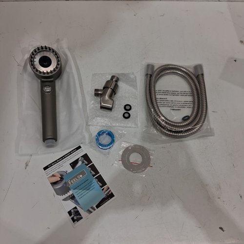 FEELSO FILTERED HANDHELD SHOWER HEAD WITH ON/OFF SWITCH - 3 SETTINGS - 60" HOSE LENGTH - GUN GREY (MODEL: 72020) image 3
