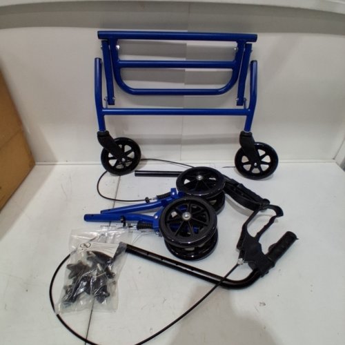 GARVEE 2-IN-1 ROLLATOR WALKER AND WHEELCHAIR WITH PADDED SEAT AND FOOTREST - 300LBS CAPACITY - BLUE (MODEL :POU_0AGJYE1G) image 2