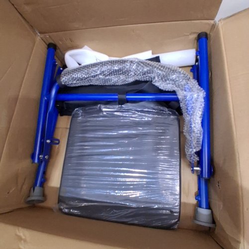 GARVEE 2-IN-1 ROLLATOR WALKER AND WHEELCHAIR WITH PADDED SEAT AND FOOTREST - 300LBS CAPACITY - BLUE (MODEL :POU_0AGJYE1G) image 3