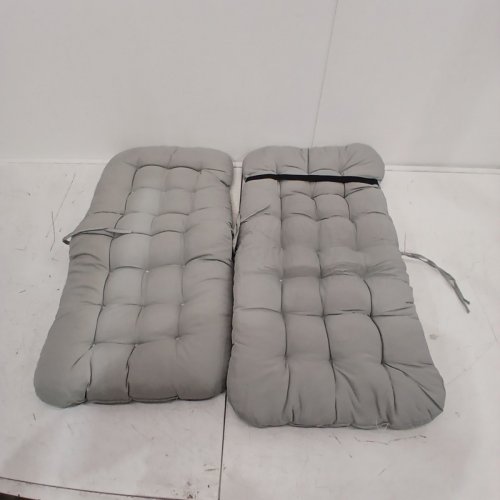2PC TUFTED CHAIR CUSHIONS - 13" X 25" EACH - GRAY image 2