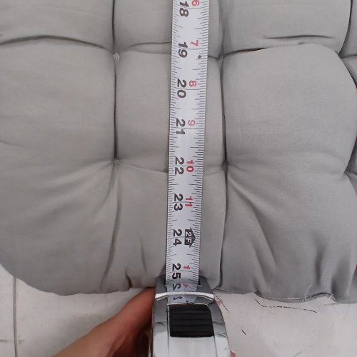 2PC TUFTED CHAIR CUSHIONS - 13" X 25" EACH - GRAY image 3