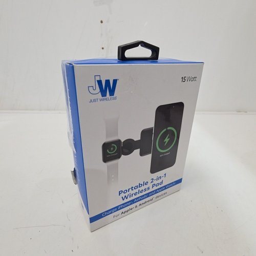 JUST WIRELESS 2-IN-1 PORTABLE WIRELESS CHARGING PAD FOR APPLE, ANDROID, AND APPLE WATCH - 15W - BLACK (MODEL: 04101-V) image 4