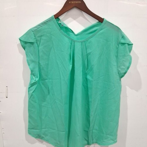 WOMEN'S RUFFLE SLEEVE TOP - LARGE - MINT GREEN image 2