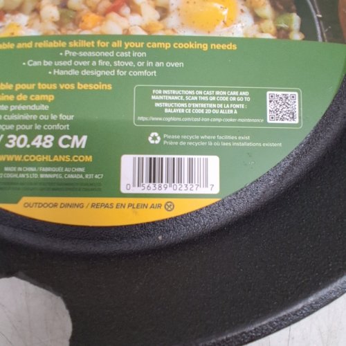 COGHLAN'S CAST IRON SKILLET - 12" - BLACK (MODEL: 2327) image 2
