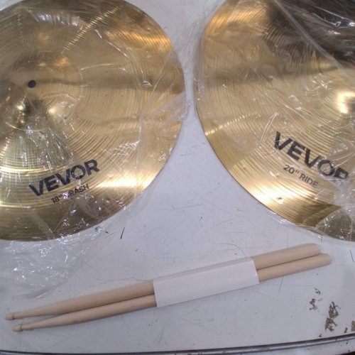 4PC VEVOR ALLOY CYMBAL PACK FOR DRUM KIT WITH CARRYING CASE, STICKS AND MUTE PADS - 14" HI-HATS - 16/18" CRASH - 20" RIDE - GOLD/BRONZE (MODEL: 3E4G) image 3