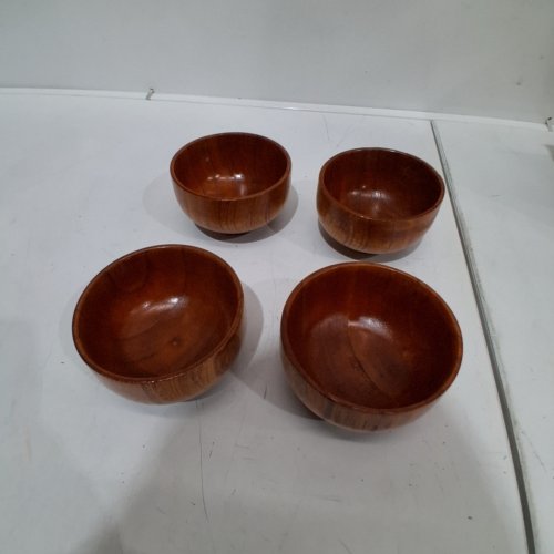 4PK SMALL WOODEN BOWLS - BROWN WOOD image 2