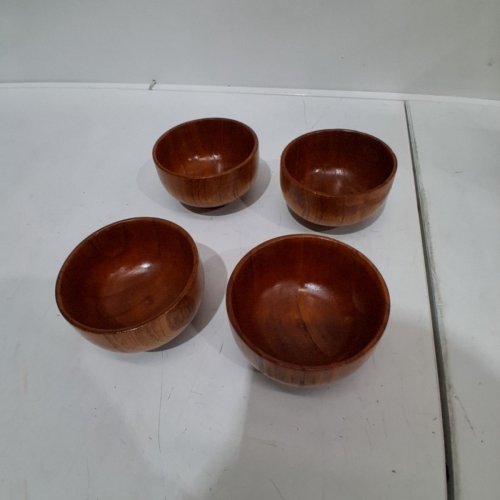 4PK SMALL WOODEN BOWLS - BROWN WOOD image 3