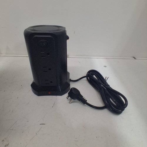 PASSUS SURGE PROTECTOR POWER BAR TOWER WITH USB C PORTS - 10FT EXTENSION CORD - BLACK image 2