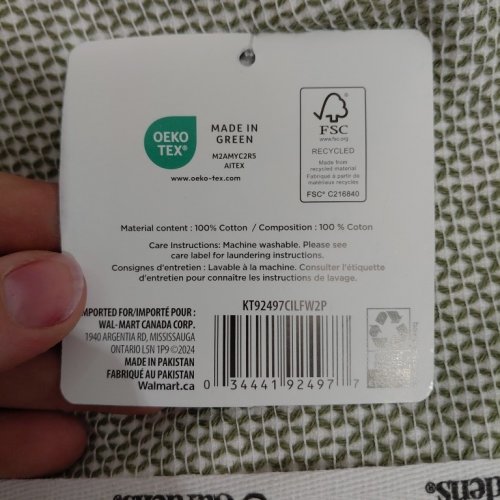 2PK BETTER HOMES & GARDENS COTTON KITCHEN TOWELS - 20" X 30" - OLIVE GREEN/WHITE (MODEL: KT92497CILFW2P) image 2