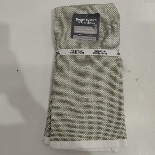 2PK BETTER HOMES & GARDENS COTTON KITCHEN TOWELS - 20" X 30" - OLIVE GREEN/WHITE (MODEL: KT92497CILFW2P) image 3