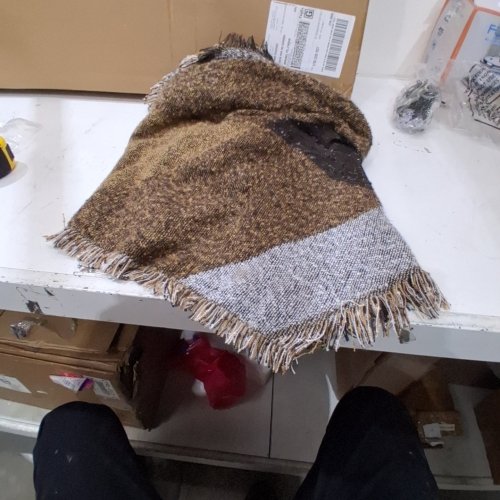 WOOL BLEND PLAID FRINGED SCARF - OSFM -COFFEE / BROWN BLACK GREY image 2
