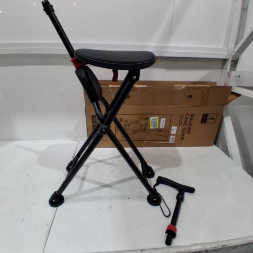 HZZEDNG FOLDING ANTI-SLIP WALKING CANE CHAIR - 400LBS MAX - BLACK image 2