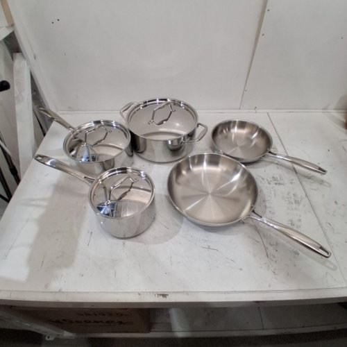 8PC TRAMONTINA SIGNATURE TRI-PLY CLAD STAINLESS STEEL COOKWARE SET - SILVER (MODEL:80116/247DS) image 2