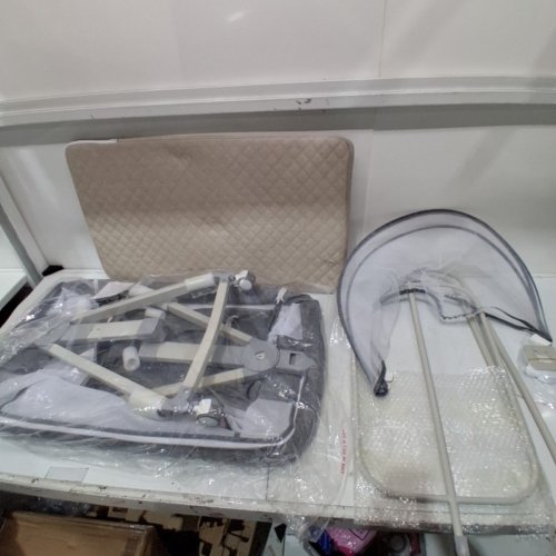 BABY BASSINET BEDSIDE SLEEPER FOR BABY WITH WHEELS AND STORAGE BASKET - 35" X 21" - GREY (MODEL : WW001) image 2
