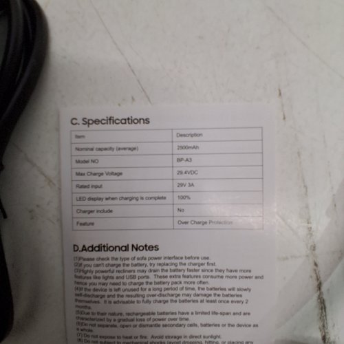 POJIFI RECHARGEABLE BATTERY PACK - 2500 MAH - BLACK (MODEL: BP-A3) image 3