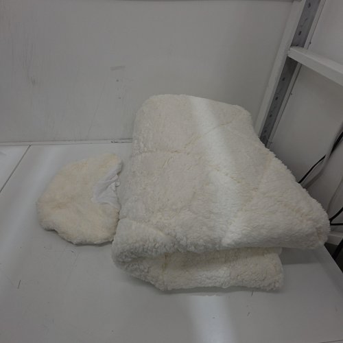 2PC EMBOSSED WOOL MASSAGE TABLE COVER WITH HEADREST COVER - *COVERS ONLY* - 76" X 35" - IVORY image 2