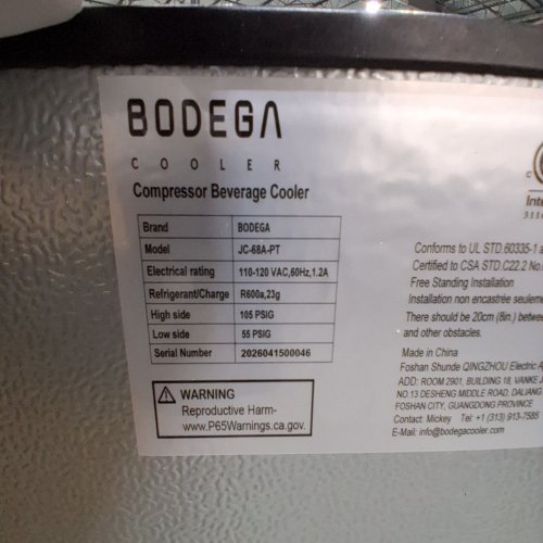 BODEGA BEVERAGE REFRIGERATOR COOLER-HOLD 120 CANS- BLACK (MODEL:JC-68A-PT) image 3