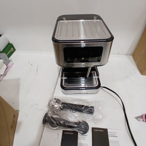 CHEFMAN EASY-BREW ESPRESSO MACHINE WITH ONE-TOUCH INTERFACE - 15 BAR - STAINLESS STEEL/BLACK (MODEL: RJ54-SS-15) image 3