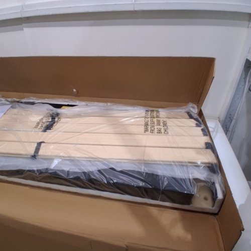 IYEE NATIRE UPHOLSTERED PLATFORM WOODEN SLAT PLATFORM BED FRAME - FULL - WHITE (MODEL: 6915) image 5