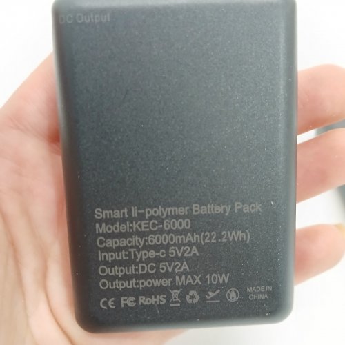 2PK PORTABLE LI-POLYMER RECHARGEABLE BATTERY PACK FOR HEATED SOCKS/GLOVES & MORE - 6000MAH (22.2WH) - BLACK (MODEL: KEC-6000) image 2