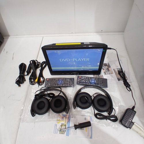 DESOBRY CAR DVD PLAYERS - PORTABLE DUAL SCREEN DVD PLAYER WITH HEADPHONES AND REMOTES - 1080P VIDEO SUPPORT - HDMI/SD/USB - 10.5" - 3.5MM AUX - BLACK - (MODEL: HD1017B) image 3