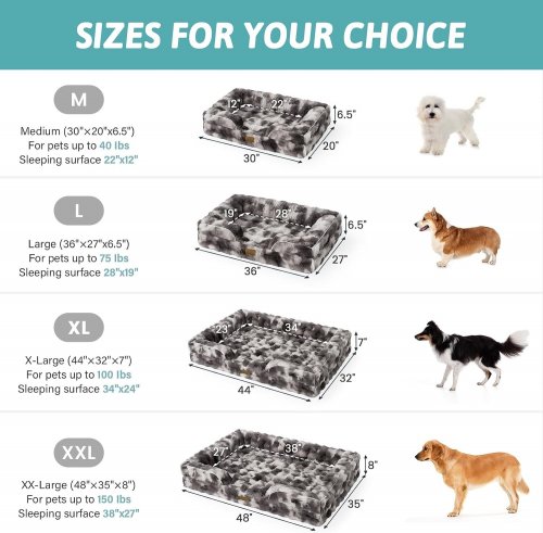 COZY KISS WARM ORTHOPEDIC DOG BED WITH REMOVEABLE AND WASHABLE COVER - XL - 44" - GREY/BLACK/CREAM TIE DYE image 2