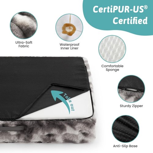 COZY KISS WARM ORTHOPEDIC DOG BED WITH REMOVEABLE AND WASHABLE COVER - XL - 44" - GREY/BLACK/CREAM TIE DYE image 5