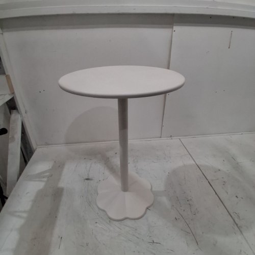 METAL ROUND PEDESTAL SIDE TEA TABLE - 14"W X 20"H - WHITE image 2