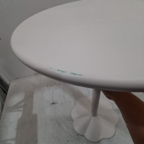 METAL ROUND PEDESTAL SIDE TEA TABLE - 14"W X 20"H - WHITE image 4