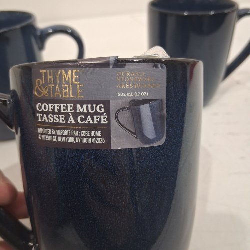 3PC THYME & TABLE COFFEE MUGS - 17 OZ EACH - NAVY image 2