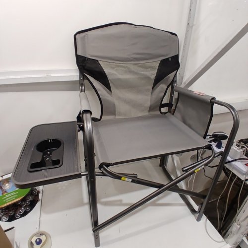 OZARK TRAIL FOLDING CAMPING CHAIR WITH SIDE TABLE - GRAY AND BLACK (MODEL: JCA-C2004) image 3