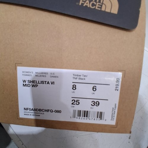 WOMEN'S THE NORTH FACE SHELLISTA VI MID WATERPROOF BOOTS - SIZE 8 - TIMBER TAN / TNF BLACK (STYLE: W SHELLISTA VI MID WP) image 2