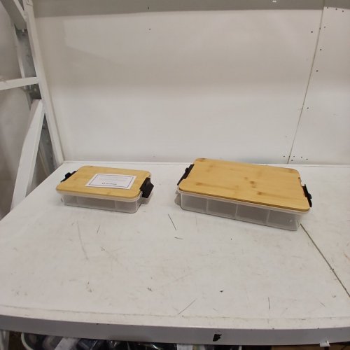 2PC SABATIER SNACKLEBOX WITH BAMBOO CUTTING BOARD LID - 7.8" X 12.7" - CLEAR/NATURAL (MODEL: 2906063) image 2